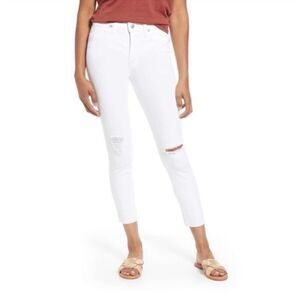 Madewell 9” High Rise Skinny Crop Distressed White 26
